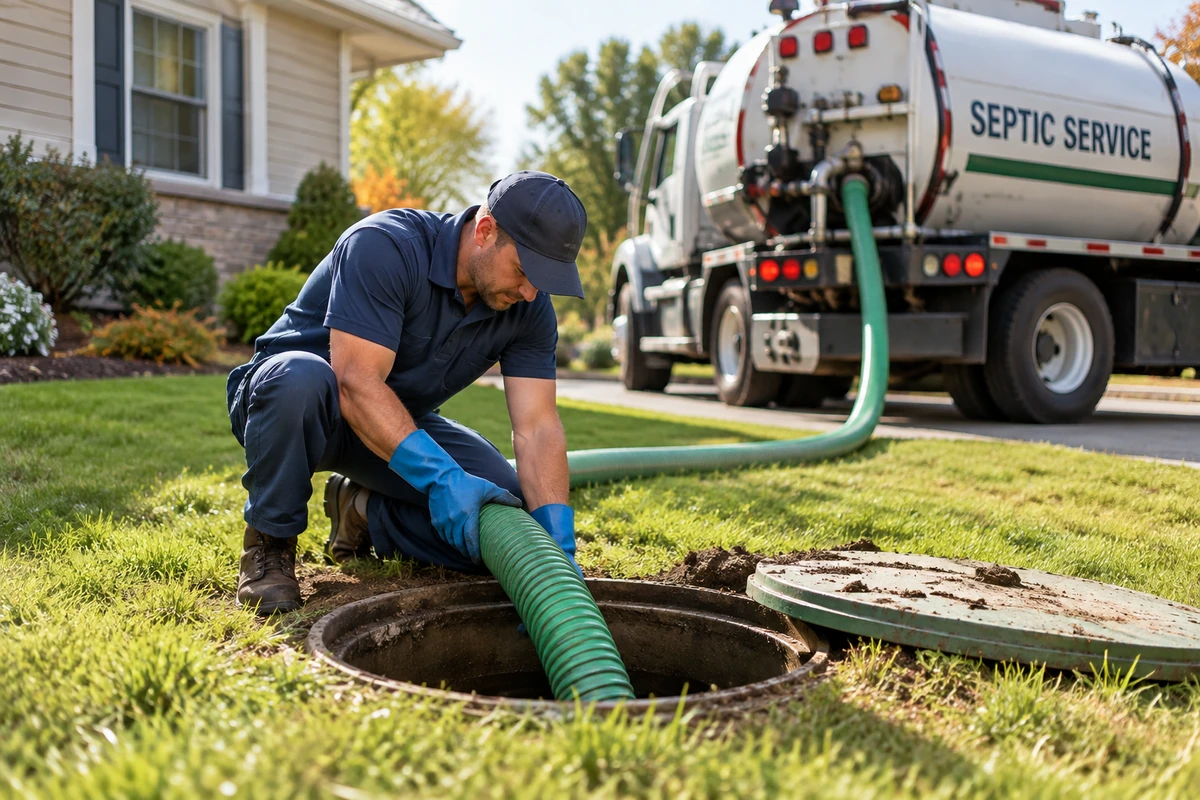 Technician inspecting an alternative onsite wastewater treatment system in Northern Kentucky