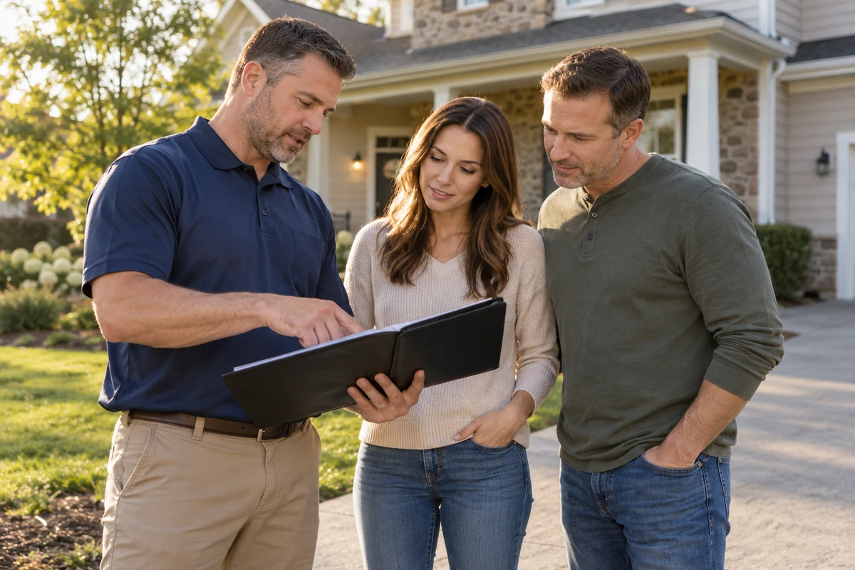 Technician inspecting tank level, baffles and access components at a local property in Morning View, KY