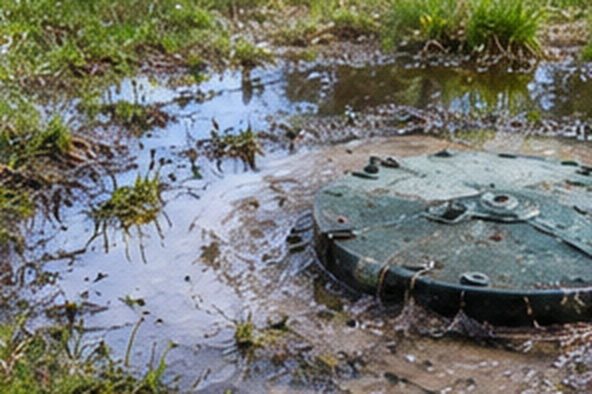 Technician checking septic components and recording maintenance findings in Covington, KY